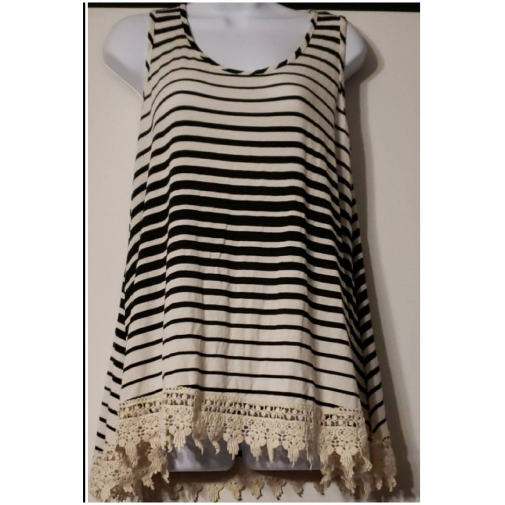 Honeylee Black White Stripe BOHO Dress Size Small